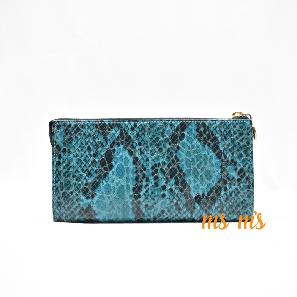 NIB Stella McCartney Faux Snake blue WALLET - Picture 3 of 6